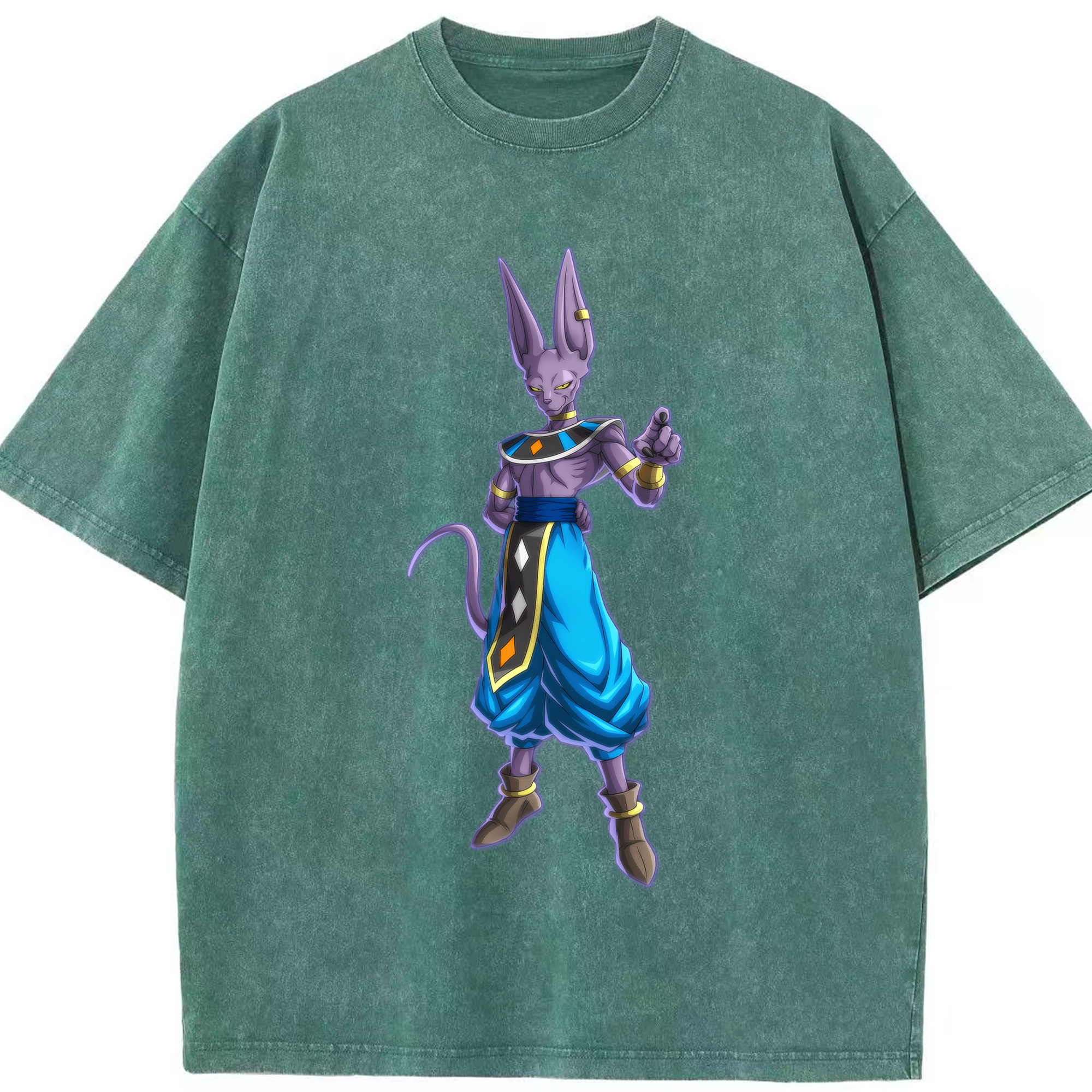 （画像用） ドラゴンボール ビルス 破壊神ビルス DRAGON BALL Beerus Birusu 綿100% ヴィンテージ風 半袖Tシャツ（フロントプリント）